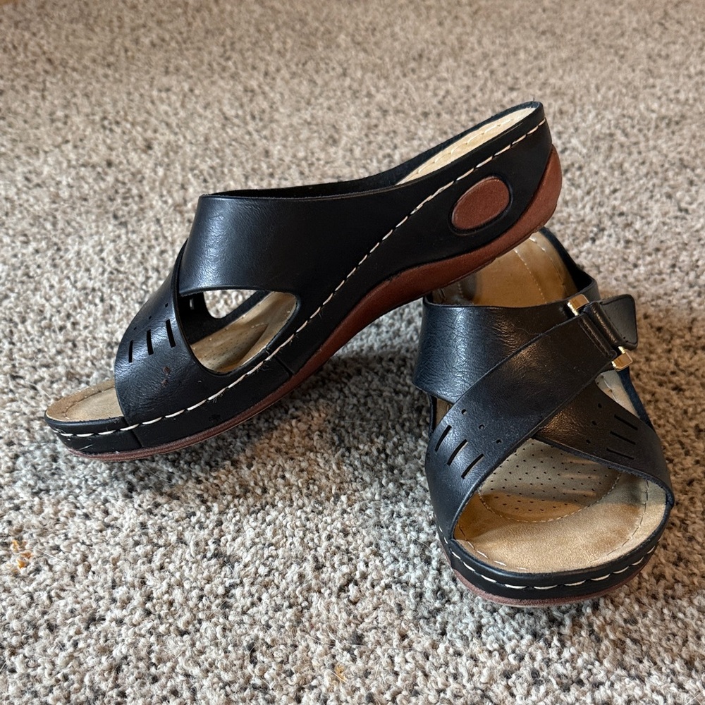 Elegant Black Women's Slip-On Sandals